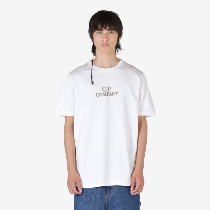 Mercerized Jersey 30/2 Twisted Logo T-Shirt Gauze White