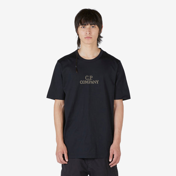 Mercerized Jersey 30/2 Twisted Logo T-Shirt Gauze Black