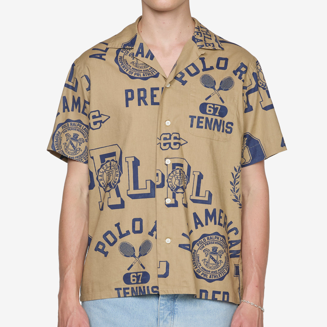 Classic Fit Cotton-Linen Camp Shirt Polo Athletics Toss Shirts