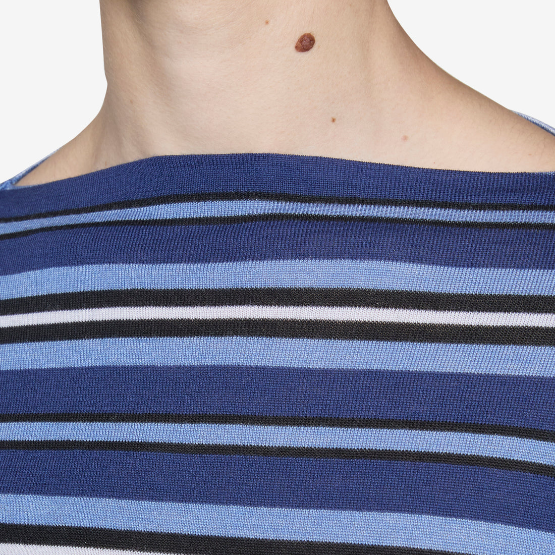 Striped Boat Neck Sweater Ink Jumpers