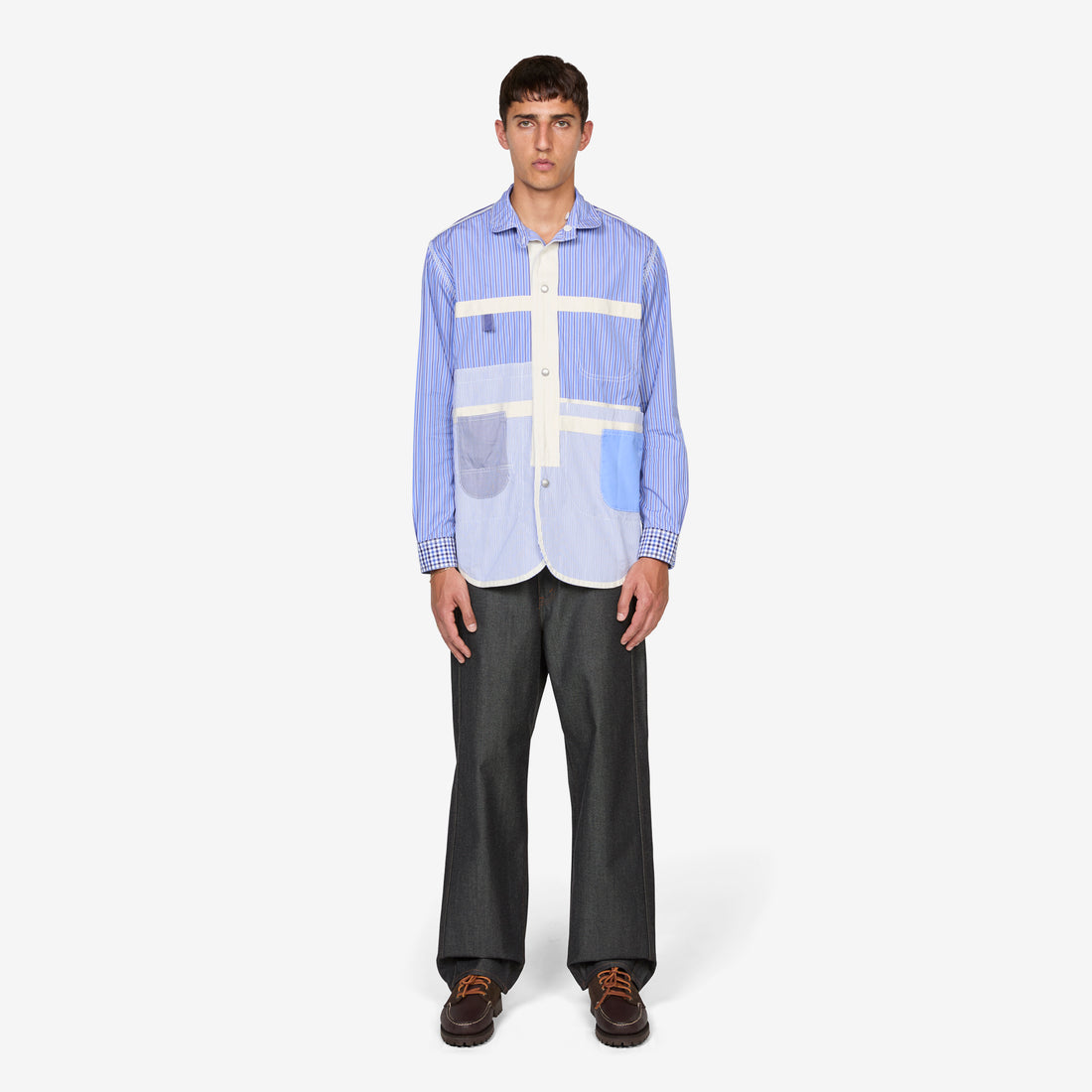 Reversible Patchwork Shirt Navy | Sax | White Mix Shirts