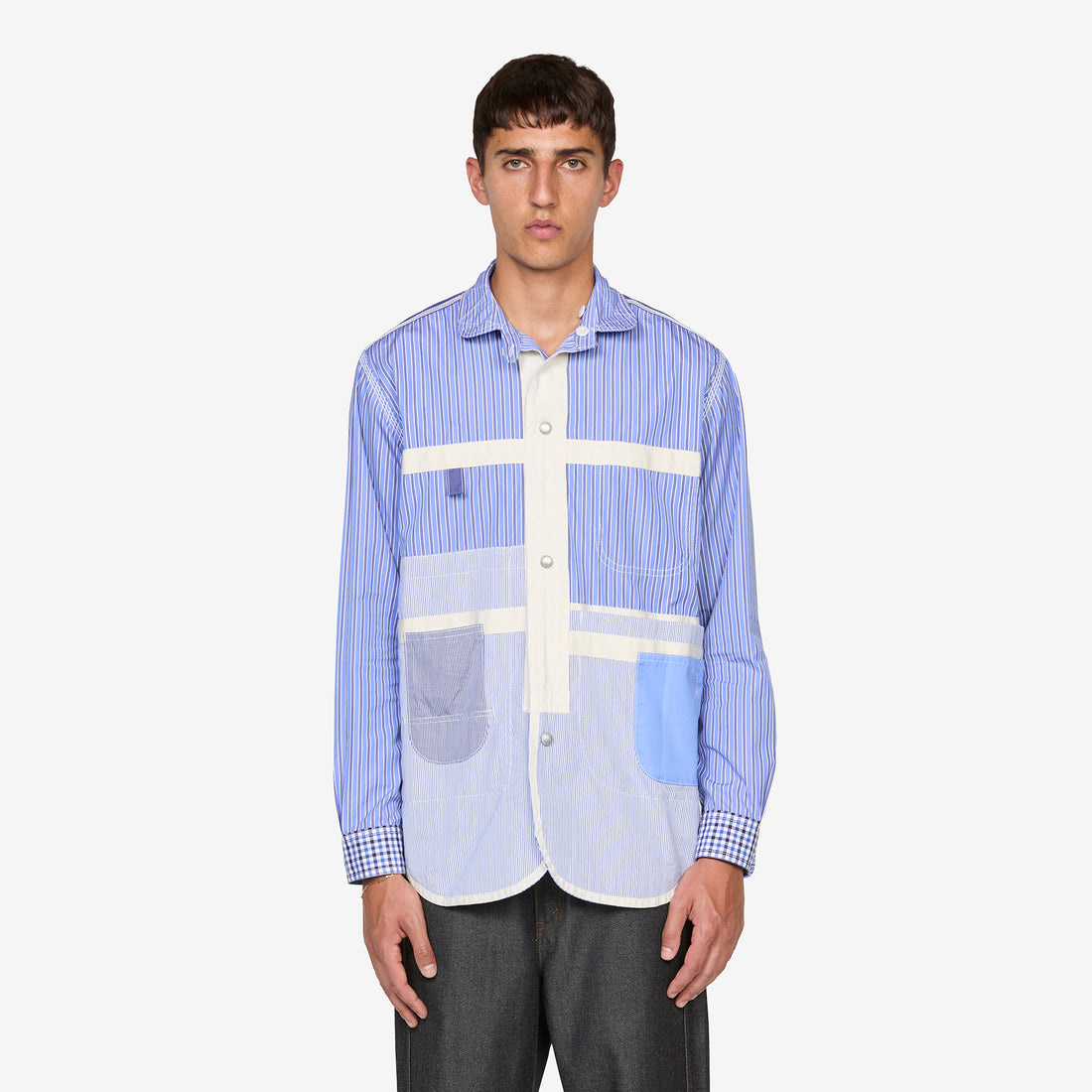 Reversible Patchwork Shirt Navy | Sax | White Mix Shirts