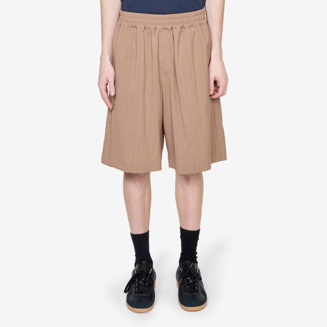 Saleh Shorts Camel Pinstripe Shorts