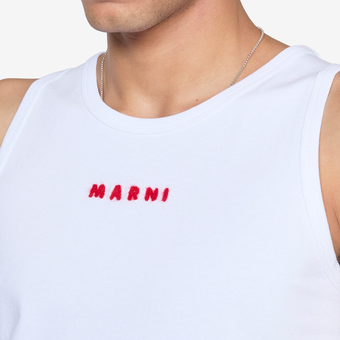 Mohair Embroidered Tank Top Lily White Tees