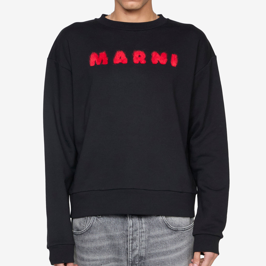 Mohair Patch Logo Sweatshirt Black Jumpers