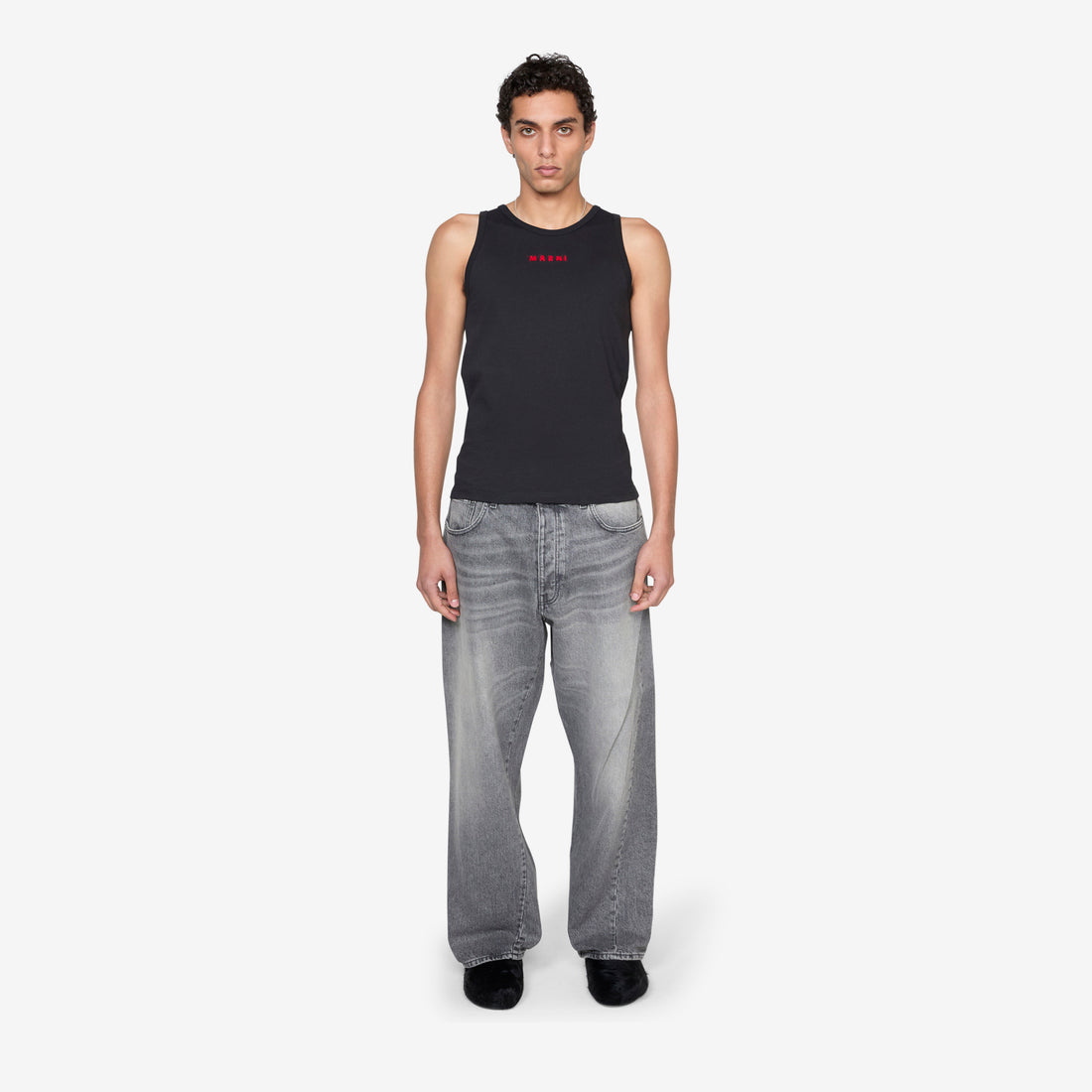 Mohair Embroidered Tank Top Black Tees