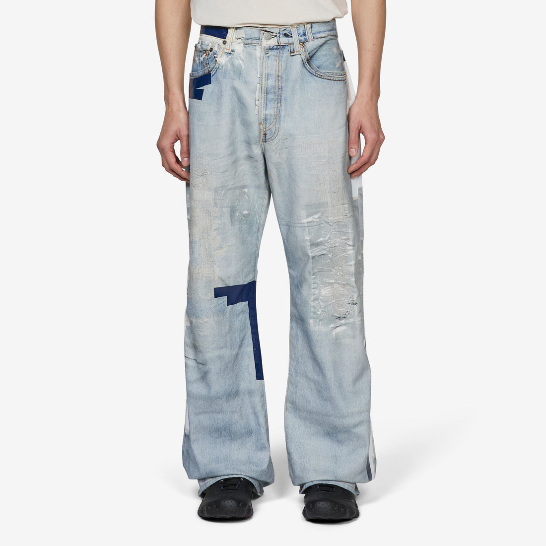 2021 Trompe L'oeil Tape Jeans Light Blue Pants