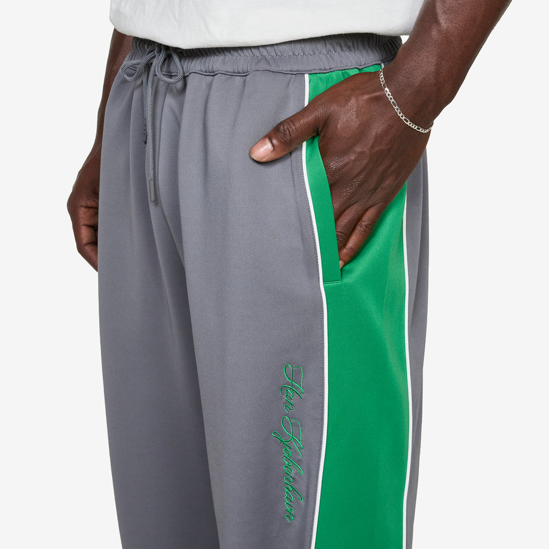 Training Track Trousers Grey | Vibrant Green Pants