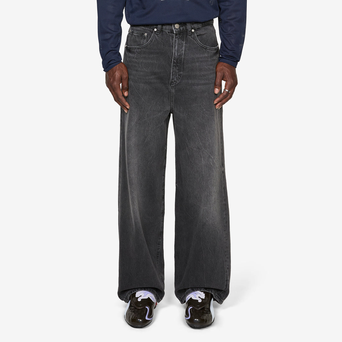 Baggy Denim Jeans Black Vein Pants
