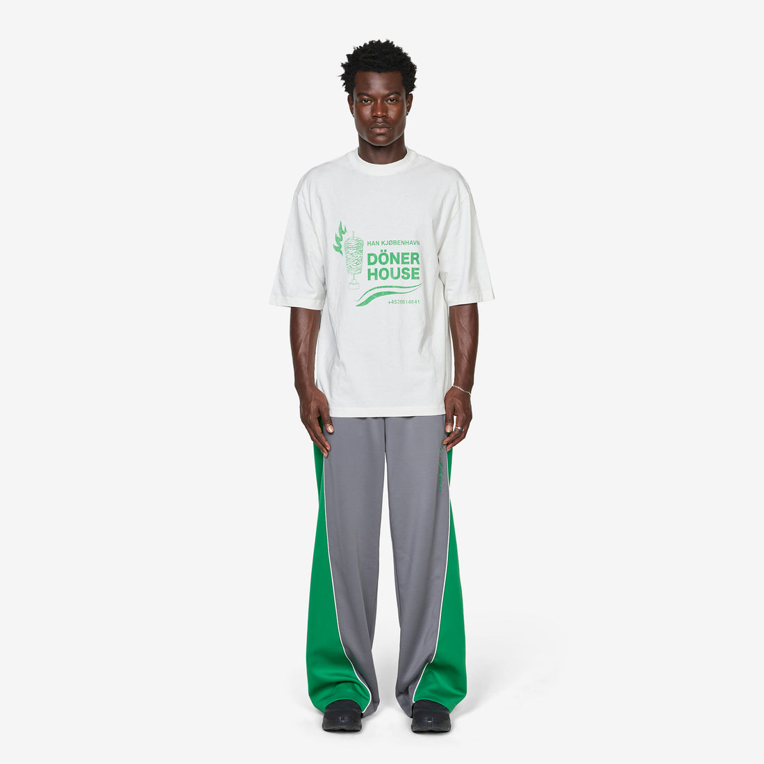 Training Track Trousers Grey | Vibrant Green Pants