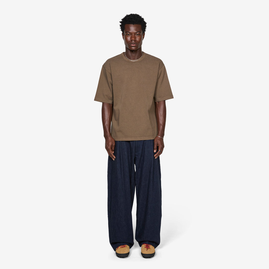 Heavyweight Loose T-Shirt Garment Dye H225 Maitake Brown Tees