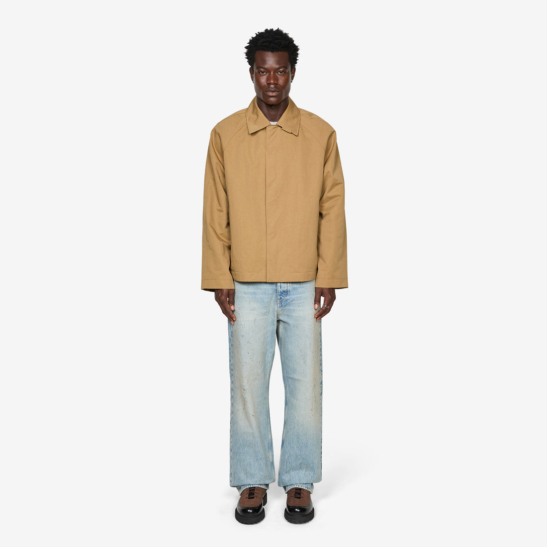 Short Raglan Coat Dark Sand Jackets