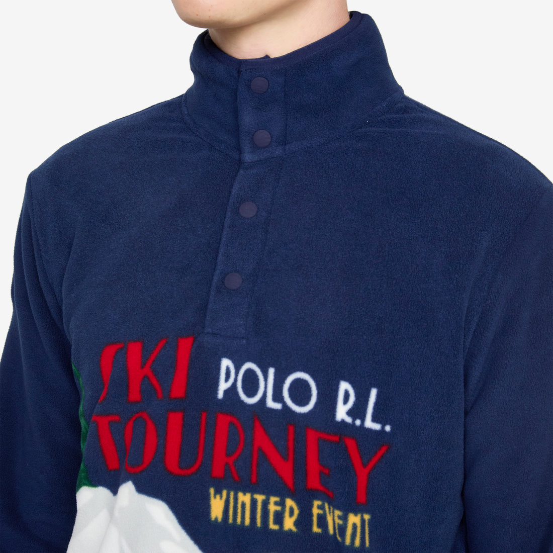 Skier Print Brushed Fleece Pullover RL Navy Multi Jumpers