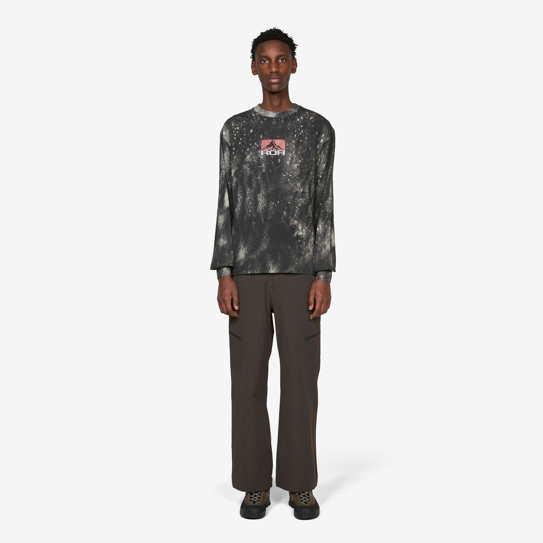 Fuzzy Print Long Sleeve Fuzzy Brown Tees