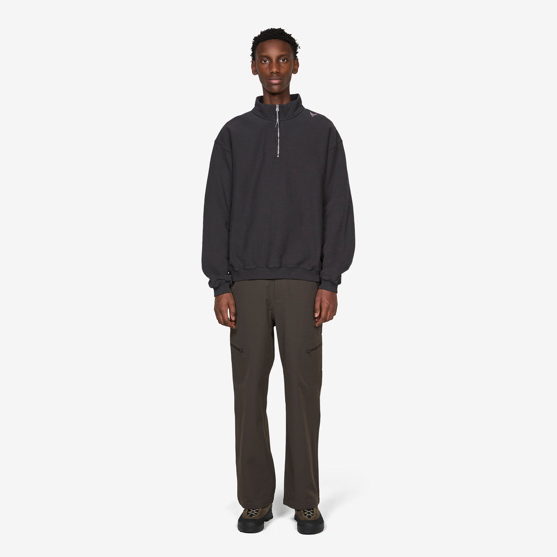 Logo Half Zip Sweater Washed Black Jumpers