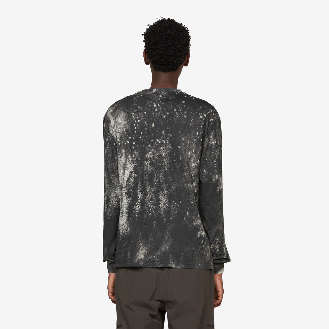 Fuzzy Print Long Sleeve Fuzzy Brown Tees