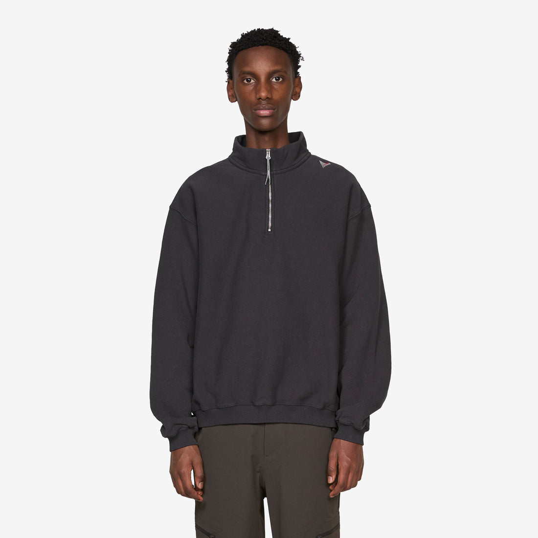 Logo Half Zip Sweater Washed Black Jumpers