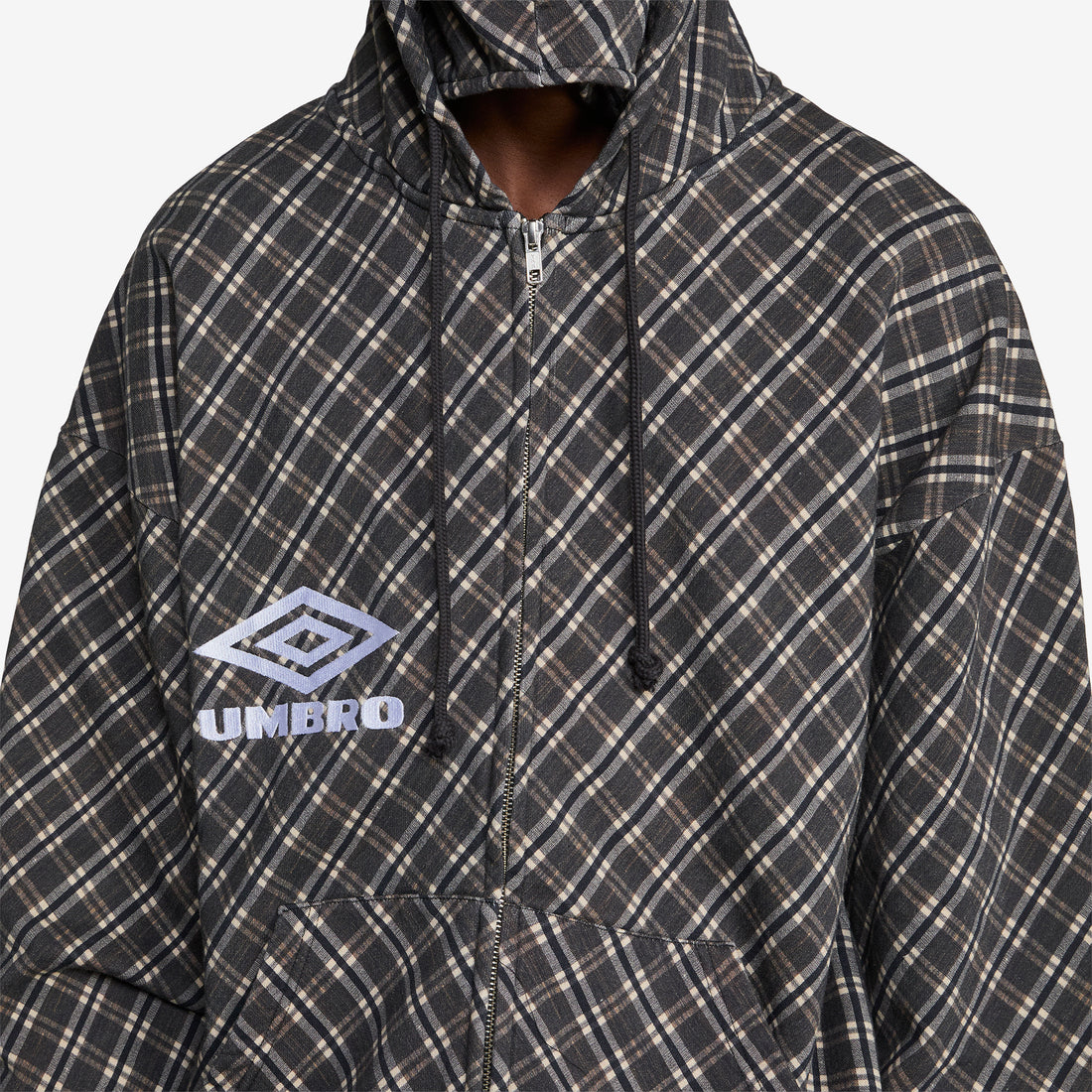 Plaid Masked Hoodie Brown Jumpers