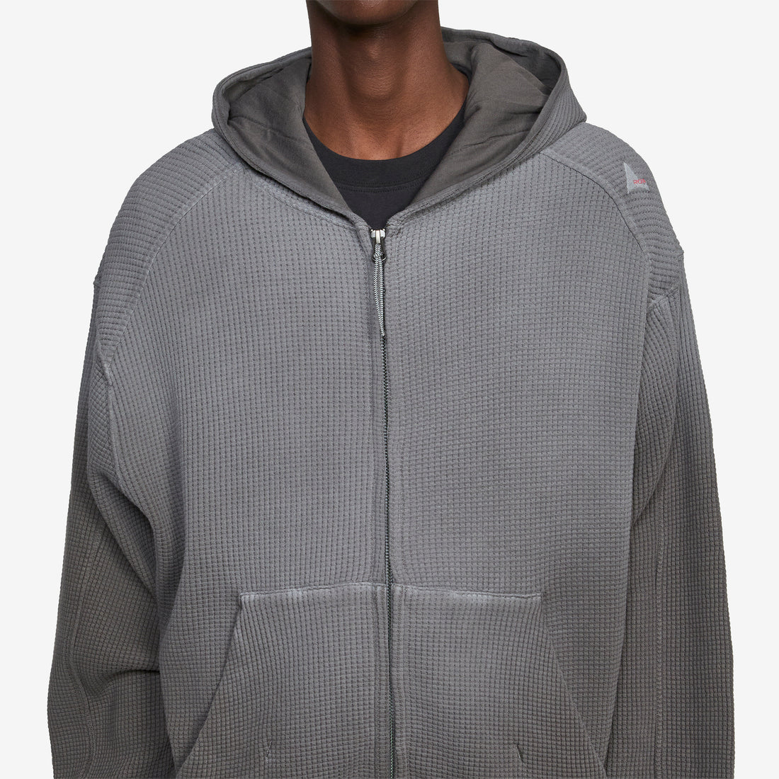 Bee Sun Faded Organic Waffle Zip Up Hoodie Graphite Jumpers