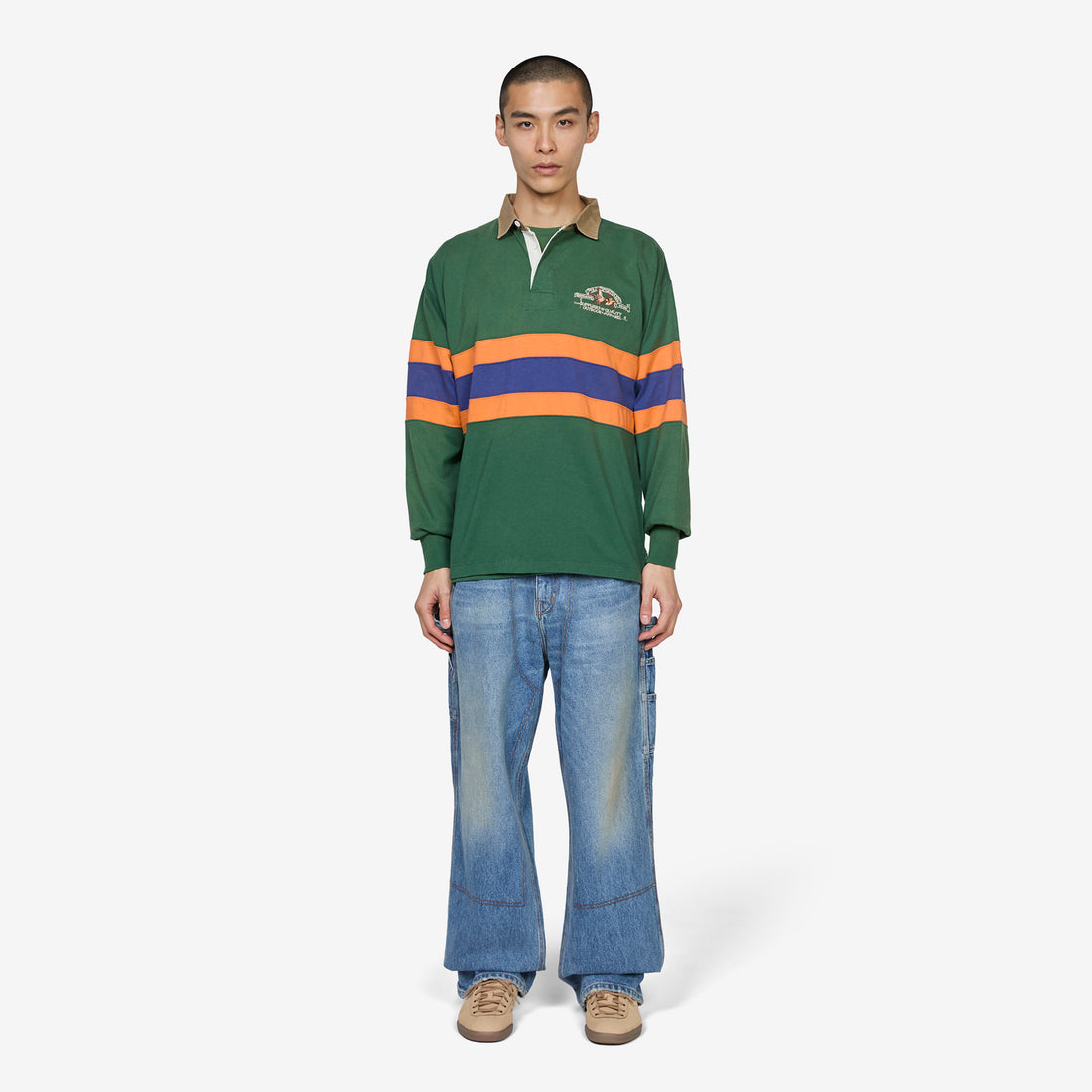 Vintage Embroidered Rugby Shirt Grass Green | Multi Shirts