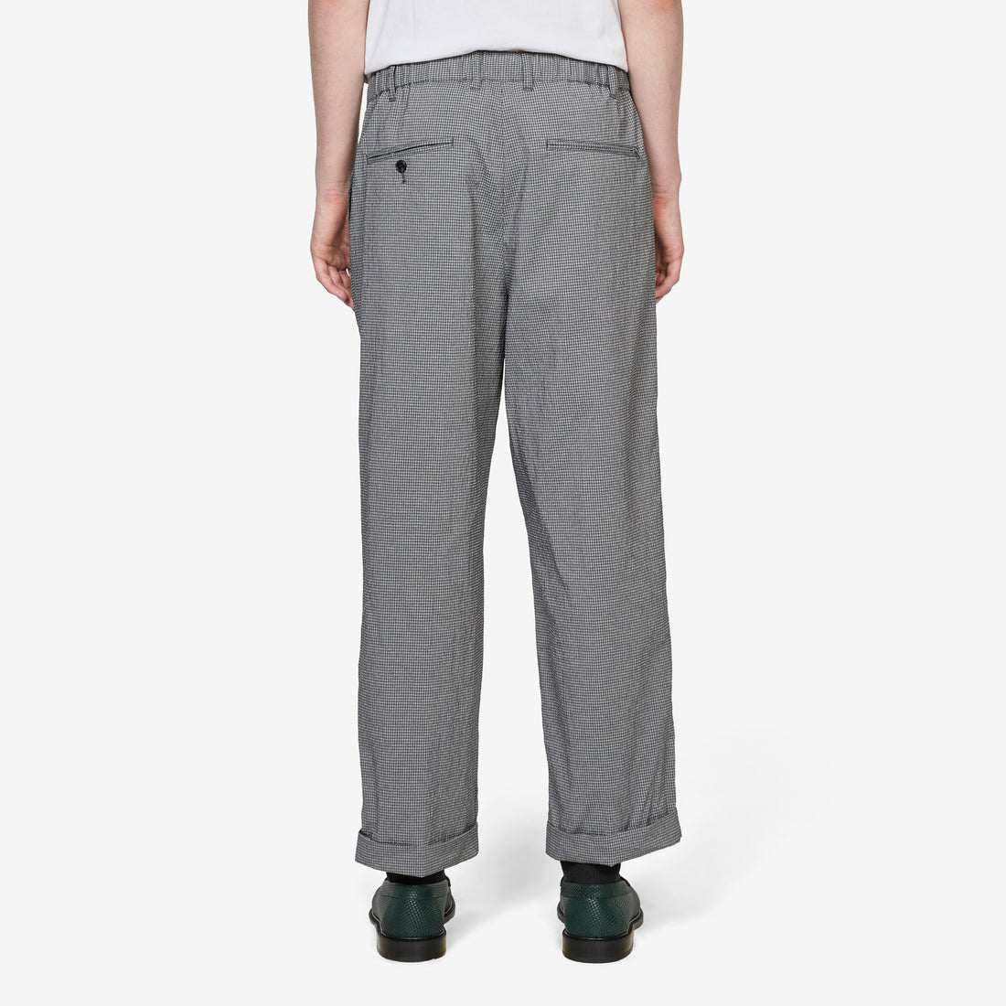 2 Pleats Anywhere(wear) Pants Seersucker Plaid Grey Pants