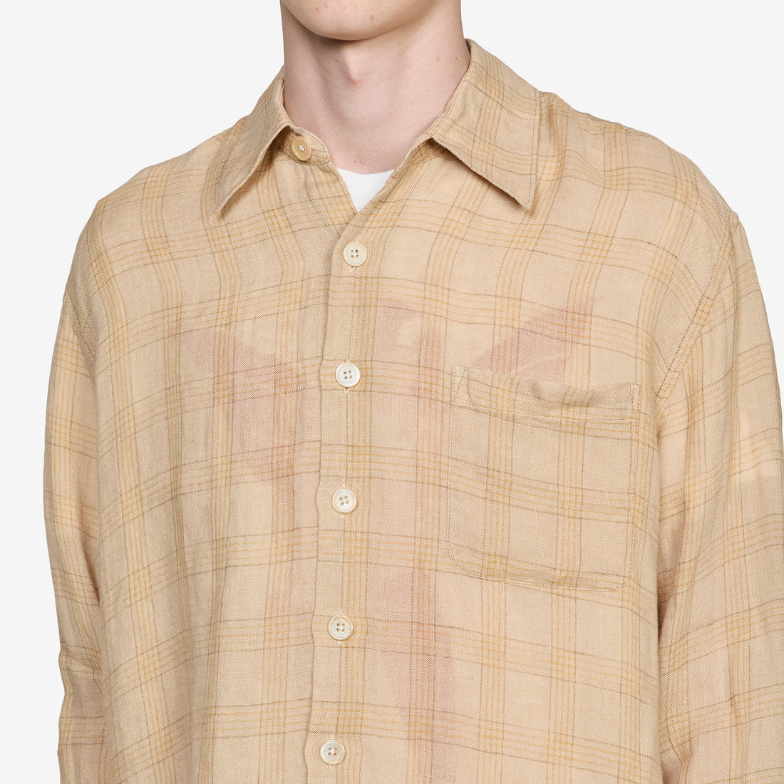 Above Shirt Vacay Check Gauze Linen Shirts