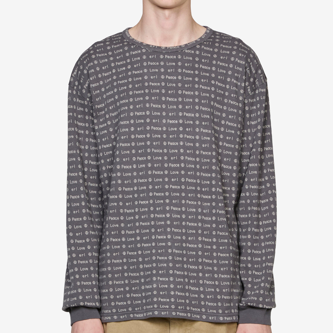 Jacquard Long Sleeve T-Shirt Brown Tees