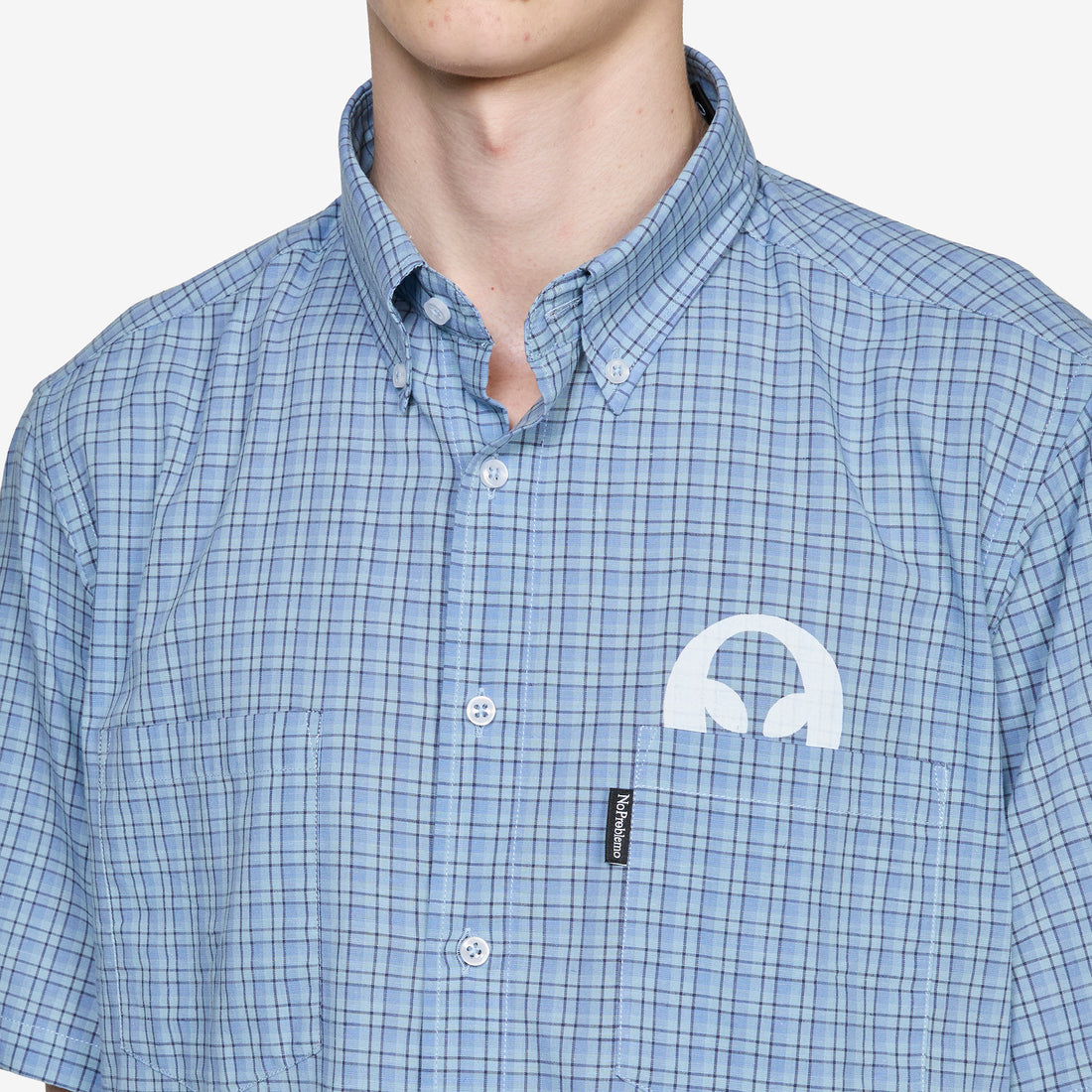 Alien-O Print Check Shirt Blue Shirts