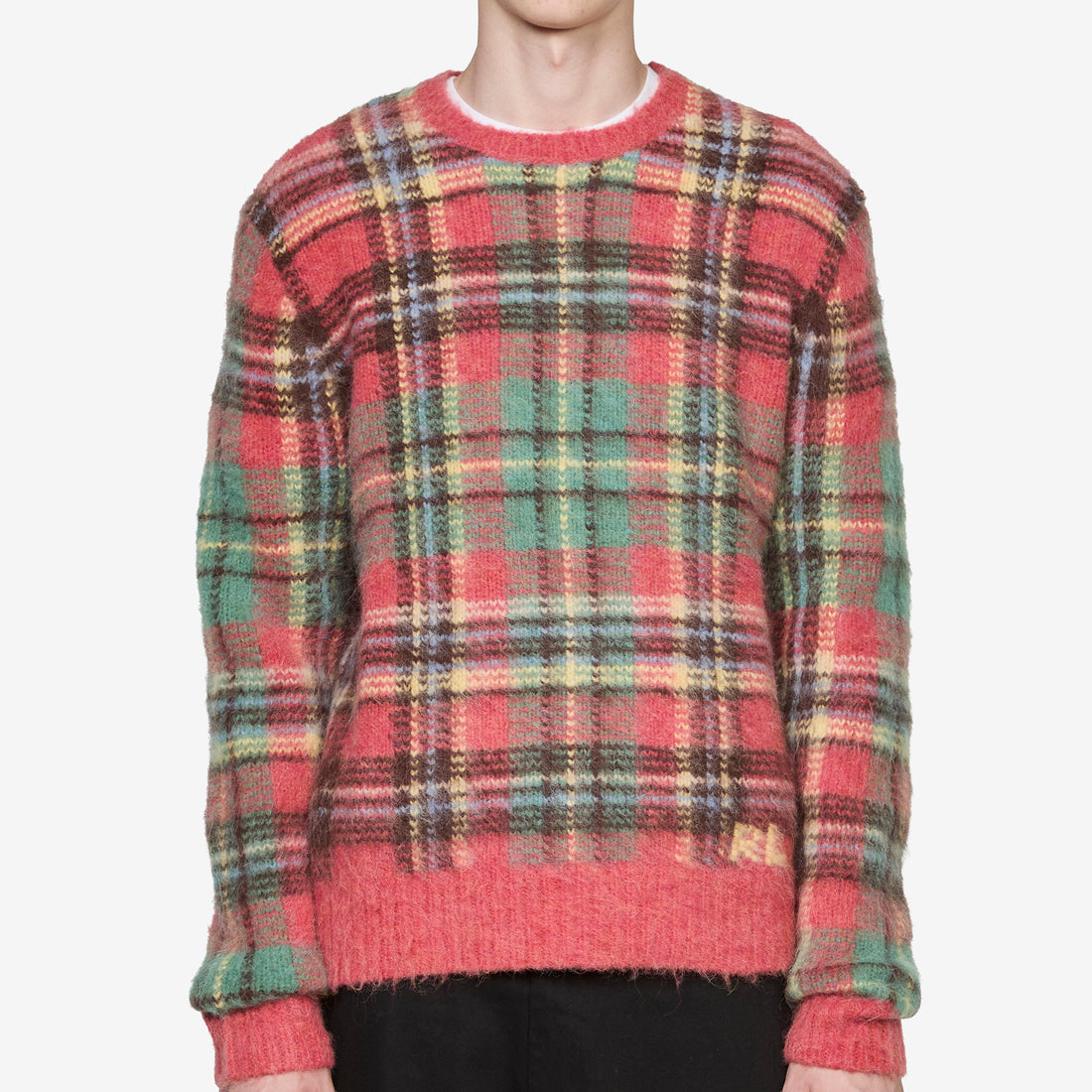 Plaid Intarsia-Knit Sweater Red Combo Jumpers