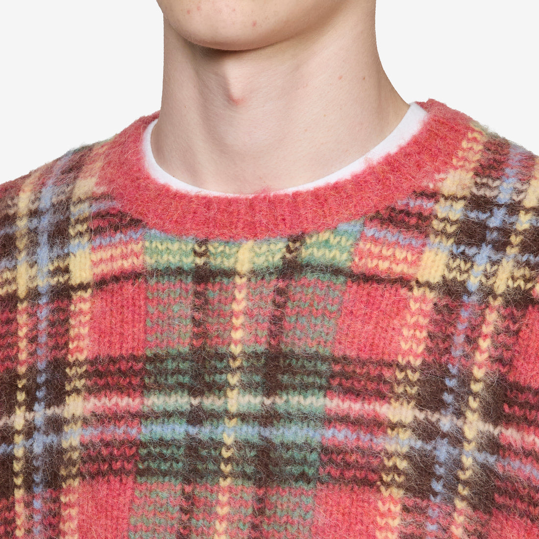 Plaid Intarsia-Knit Sweater Red Combo Jumpers