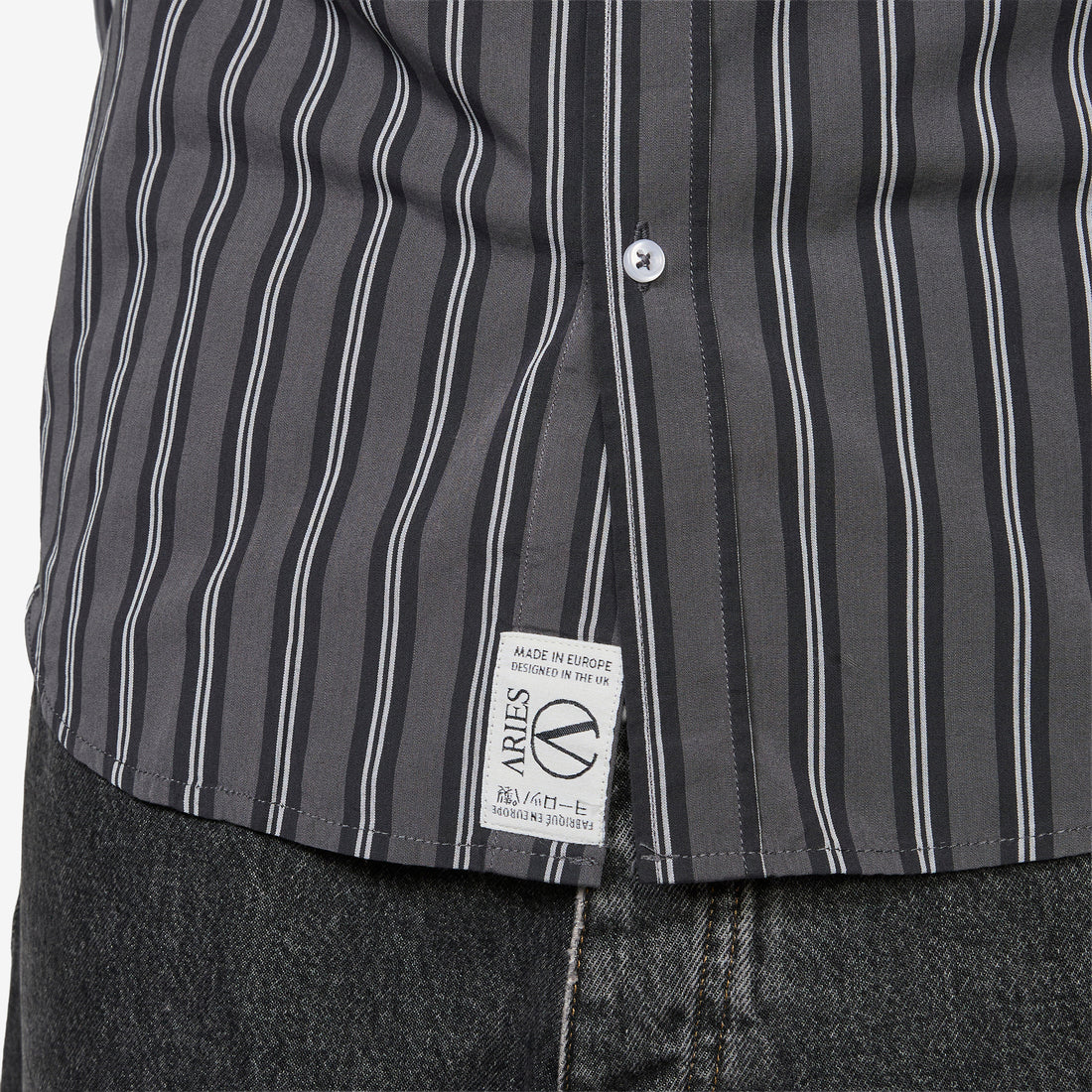 Grunge Stripe Longsleeve Shirt Grey Shirts