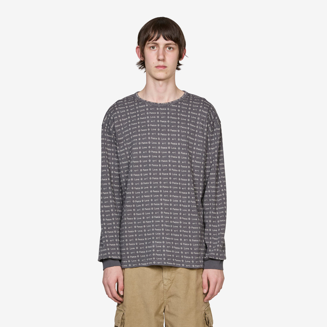 Jacquard Long Sleeve T-Shirt Brown Tees