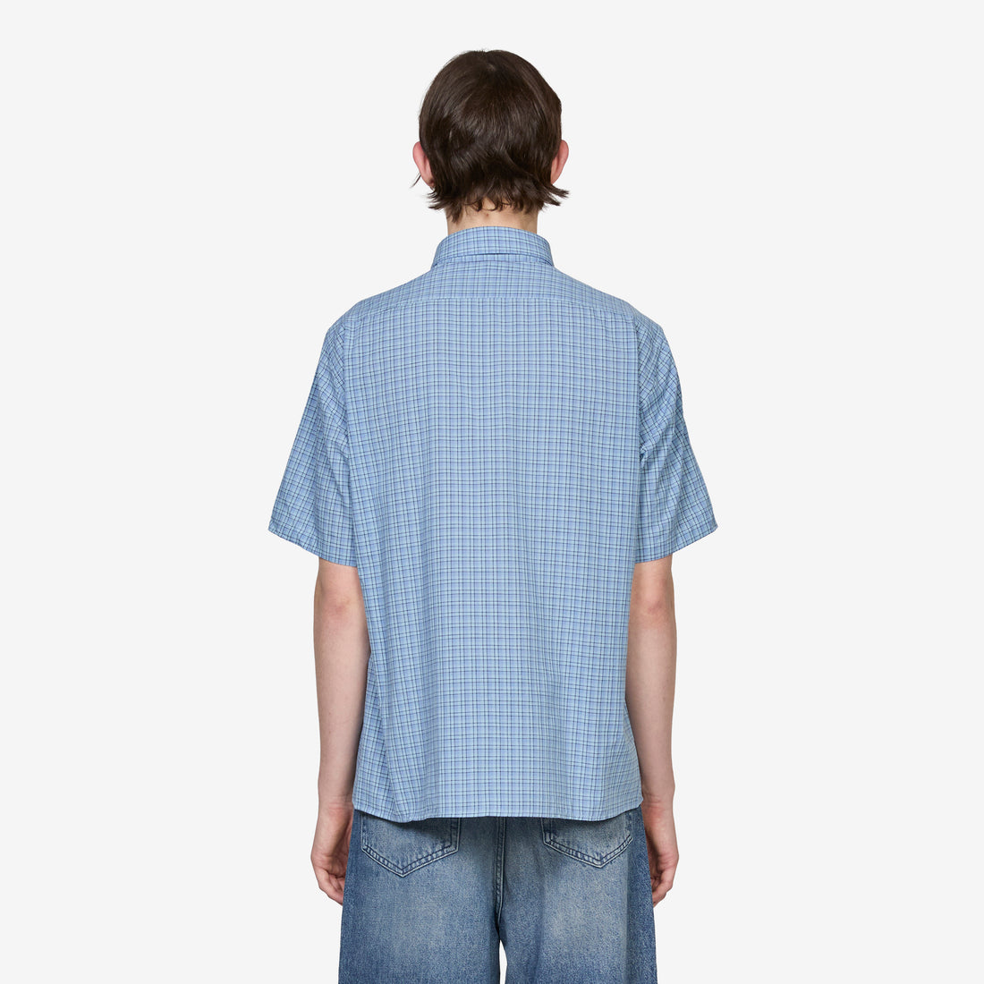Alien-O Print Check Shirt Blue Shirts
