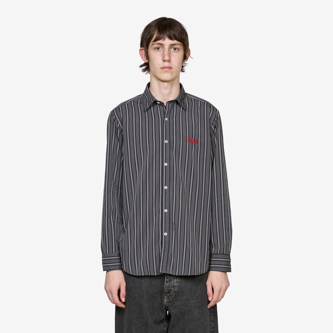 Grunge Stripe Longsleeve Shirt Grey Shirts