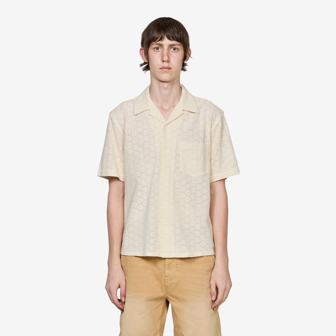 Floral Eyelet Shirt Natural Shirts
