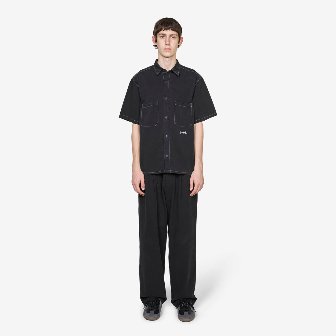 Contrast Stitch Shirt Washed Black Shirts