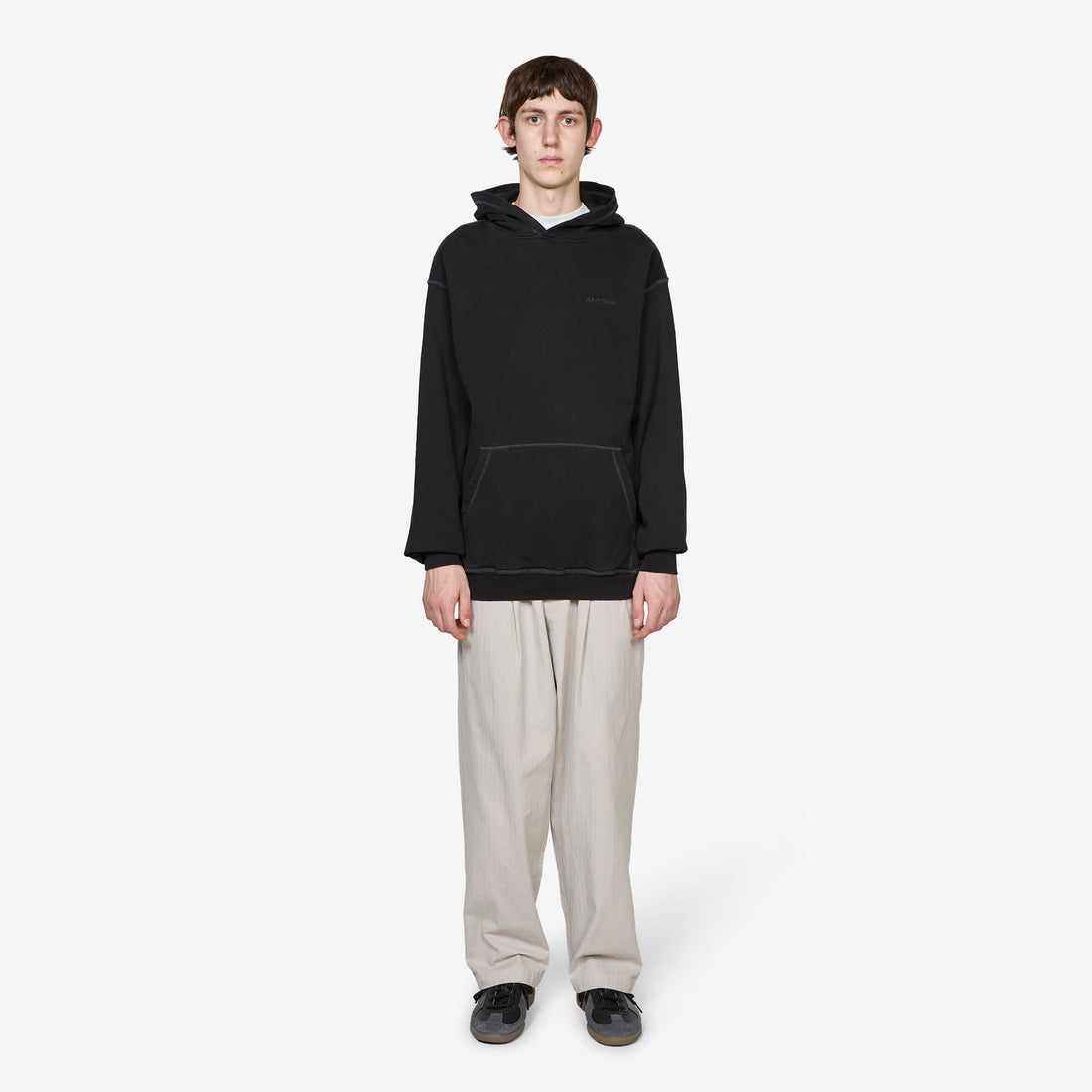 Pleated Trousers Washed Light Grey Pants