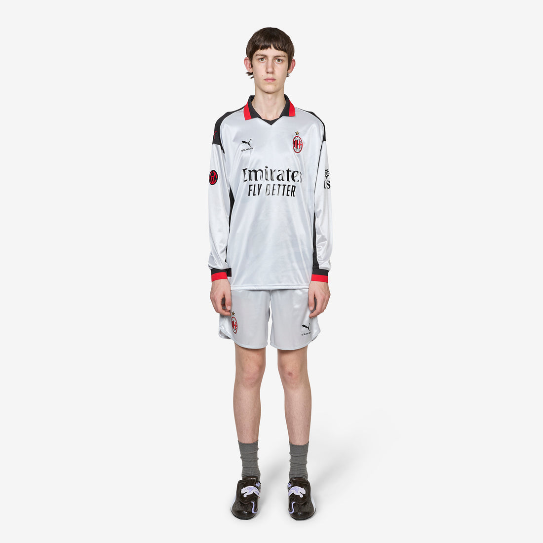 Slam Jam x AC Milan x Limited Edition Longsleeve Jersey Silver Mist | Vibrant Silver Tees