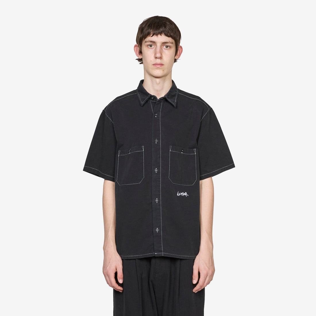 Contrast Stitch Shirt Washed Black Shirts