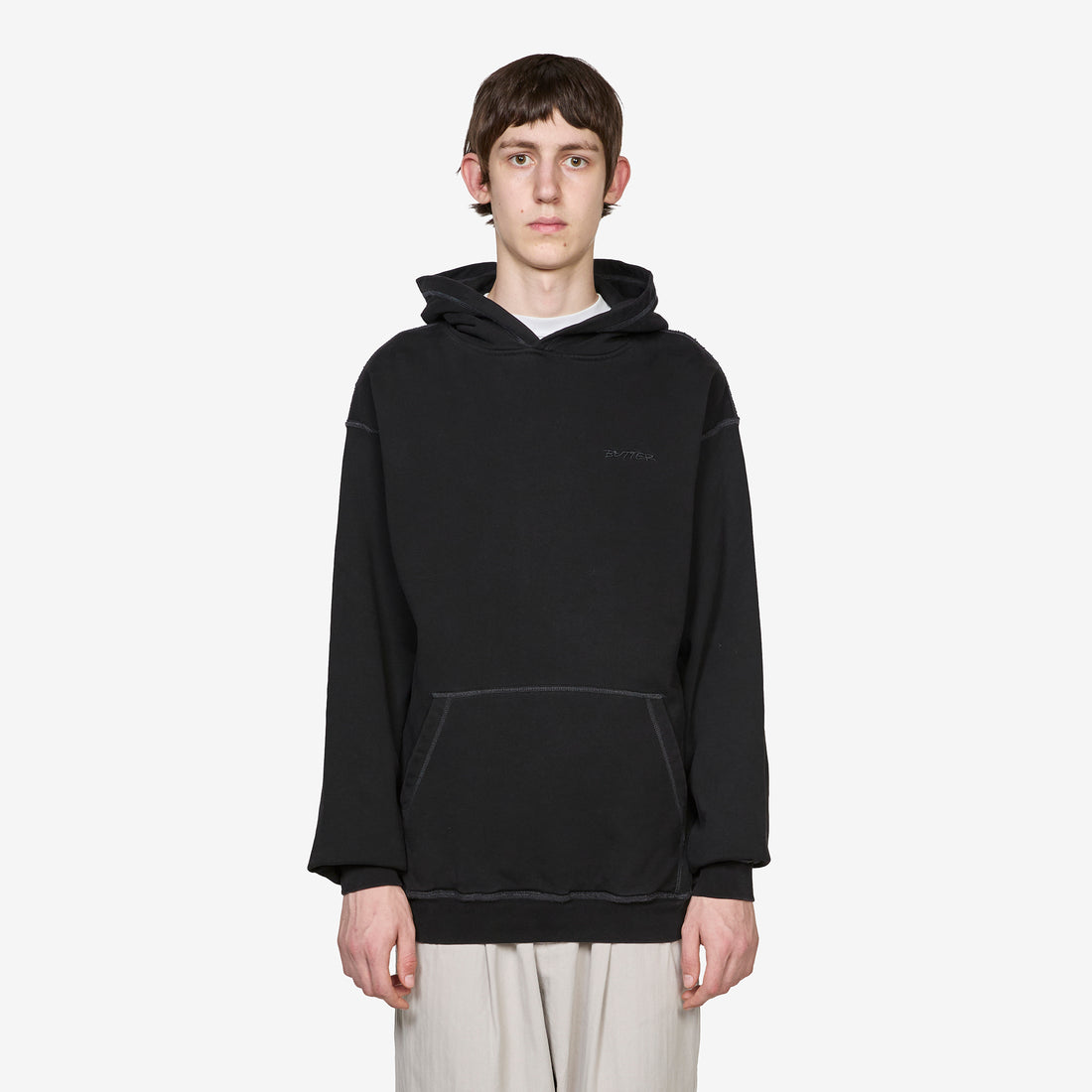 Inside Out Pullover Hood Washed Black Jumpers