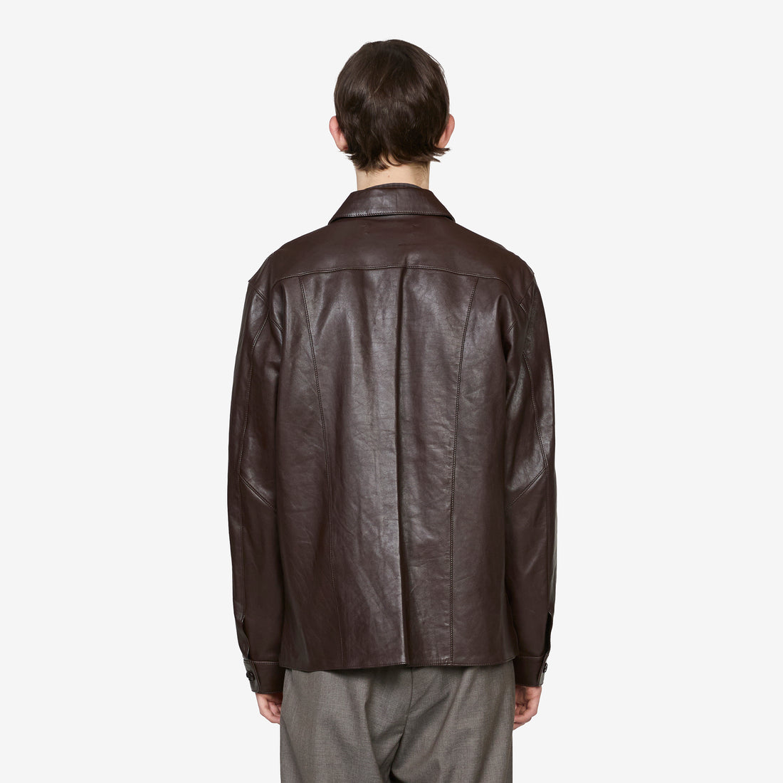 Welding Shirt Umber Brown Fluid Calfskin Shirts