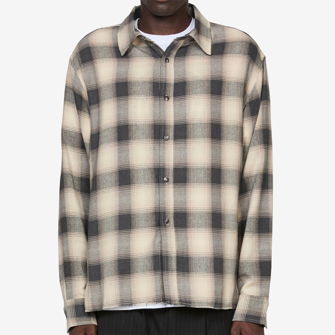 Hold Longsleeve Shirt Cream | Navy Plaid Shirts