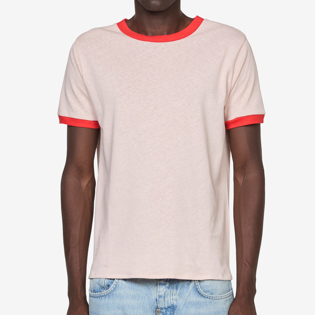 Contrast Trim T-Shirt Pink Tees