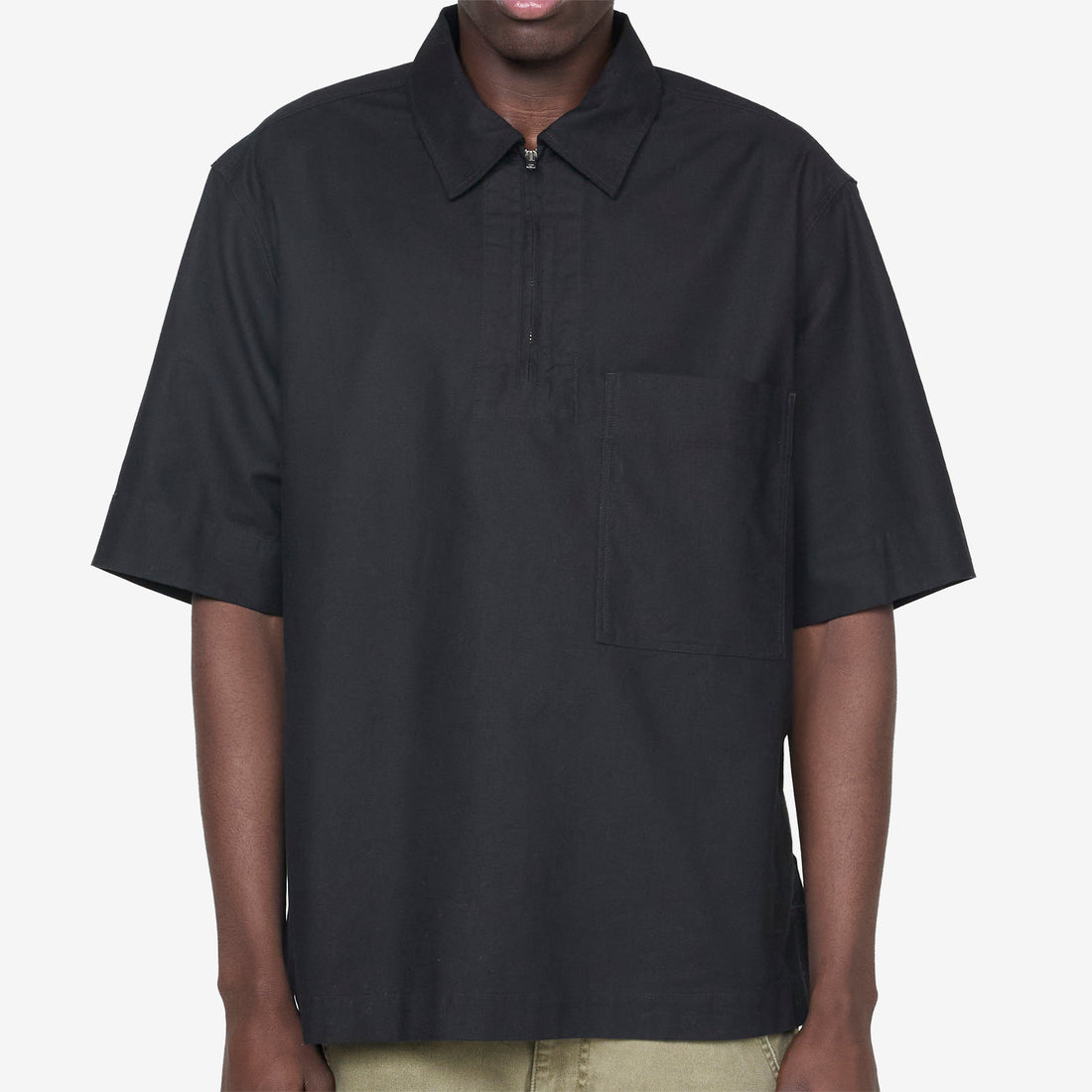 Half Zip Pull On Shirt Black Shirts