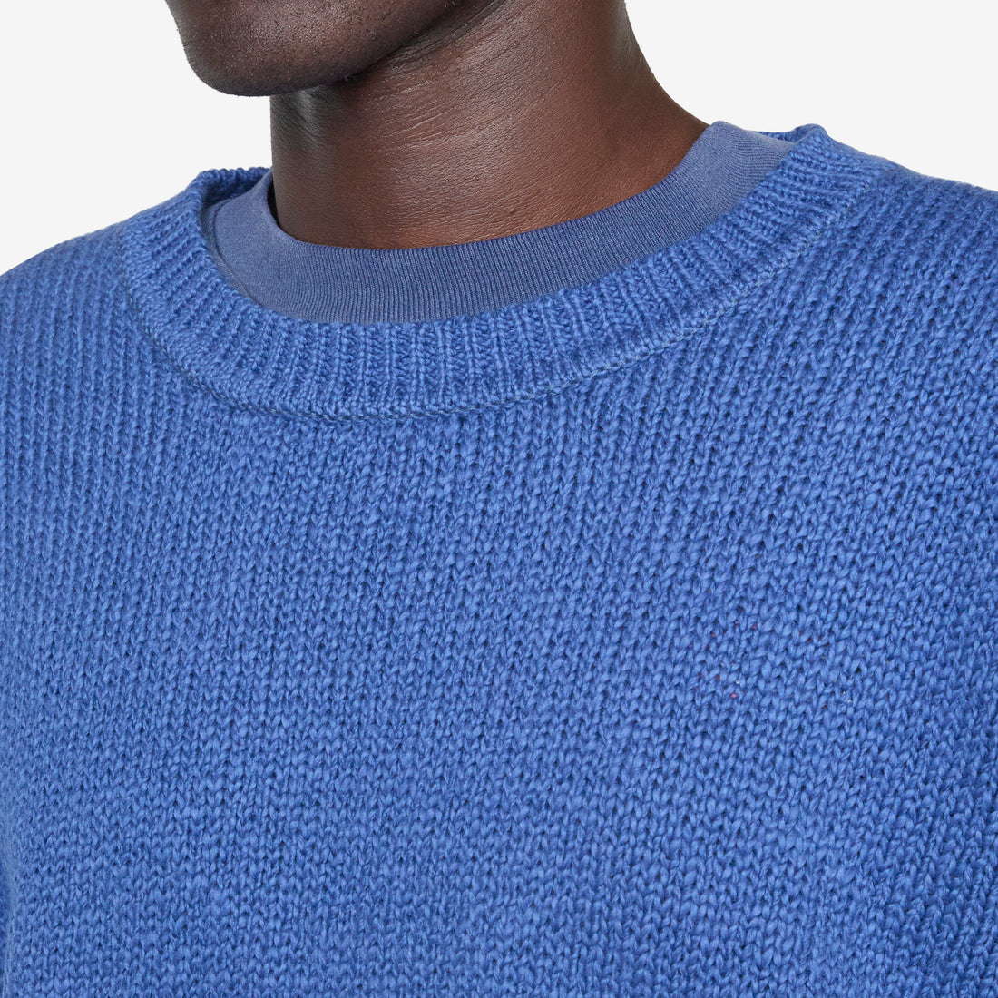 Cotton Knit Crewneck Sweater Steel Blue Jumpers