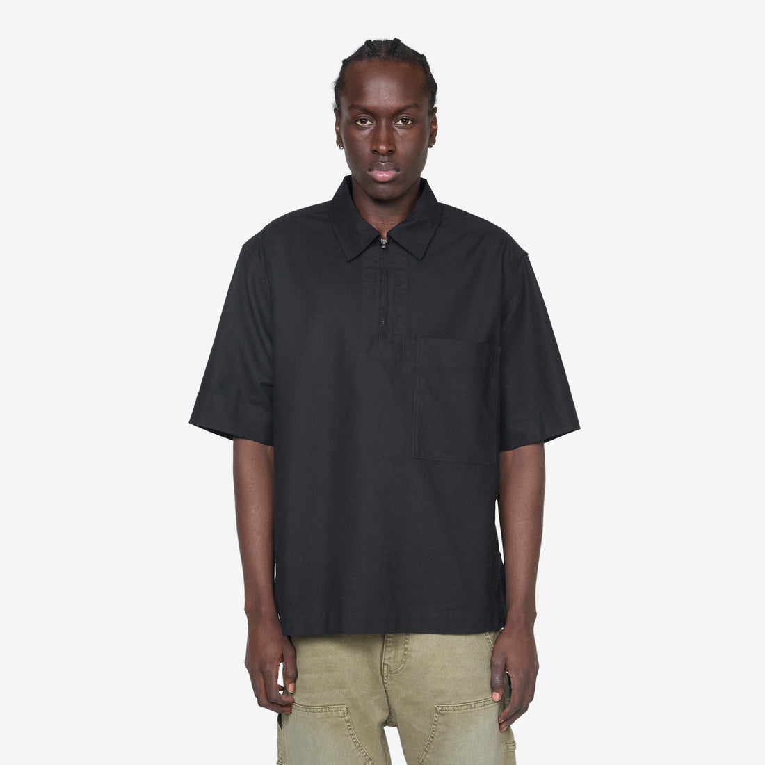 Half Zip Pull On Shirt Black Shirts