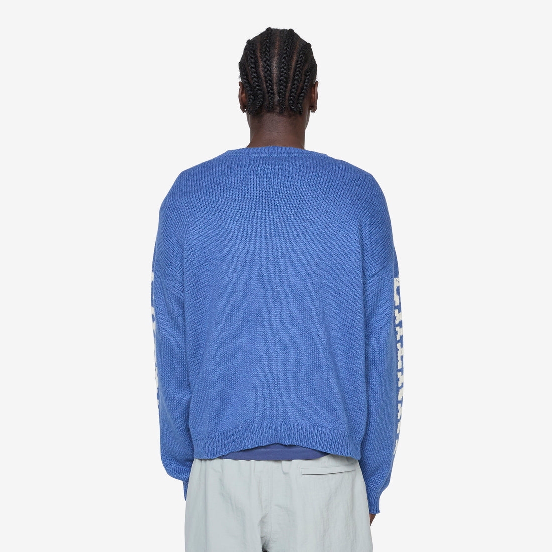 Cotton Knit Crewneck Sweater Steel Blue Jumpers