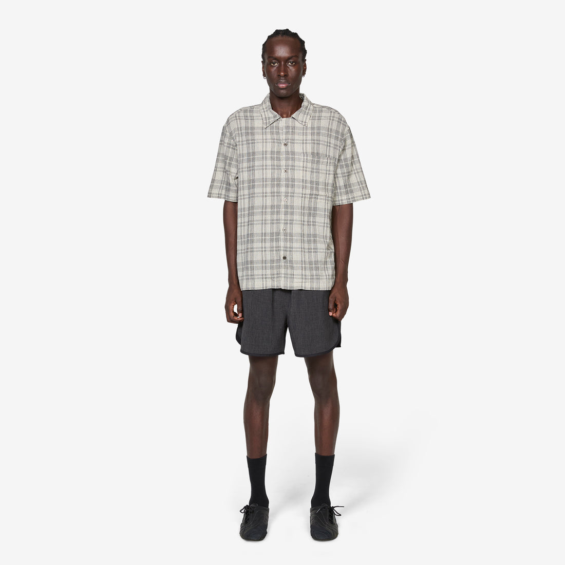 Wave Shirt Black Ecru Mini Check Shirts