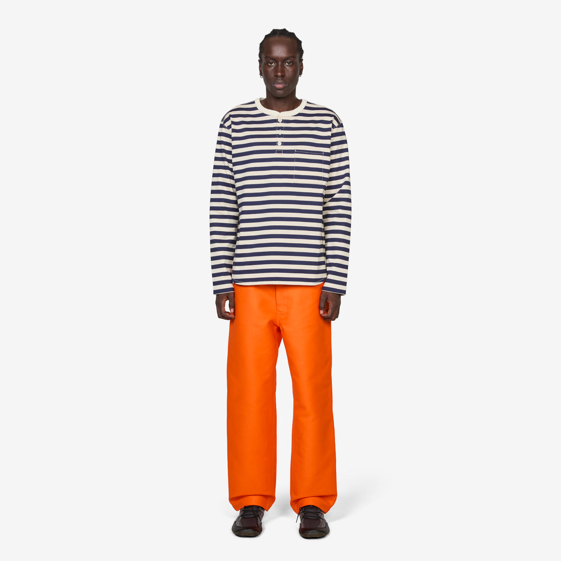 Longsleeve Henley T-Shirt Natural | Navy Tees