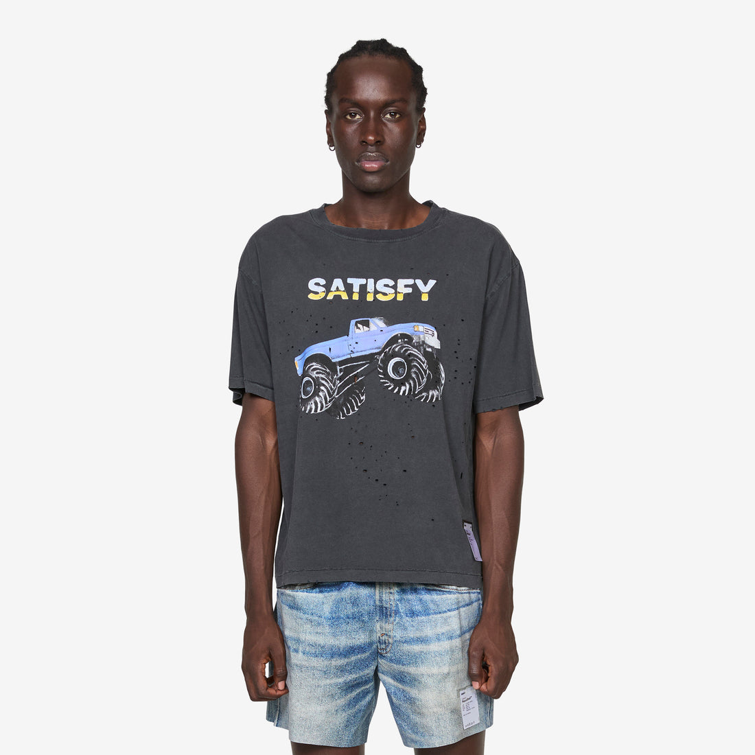 MothTech™ Monster Truck T-Shirt Aged Black Tees